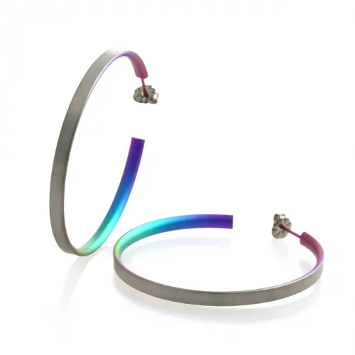 Large Subtle Light Rainbow Colour Hoop Earrings